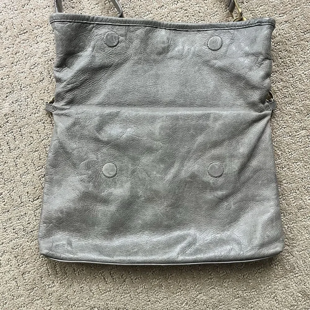 Tory Burch Convertible City Messenger Gray Leather Gold Chain Foldover Crossbody
